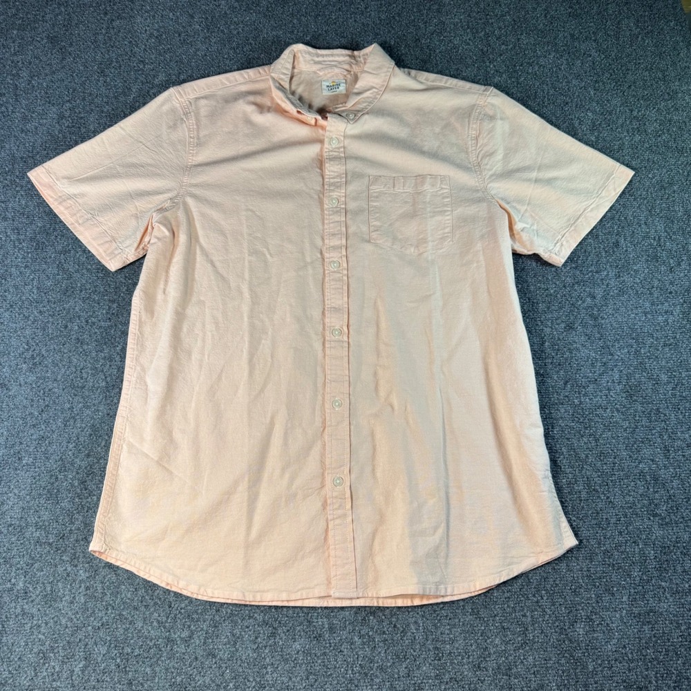 Marine Layer Mens Peach Short Sleeve Button Down Shirt Size Larger